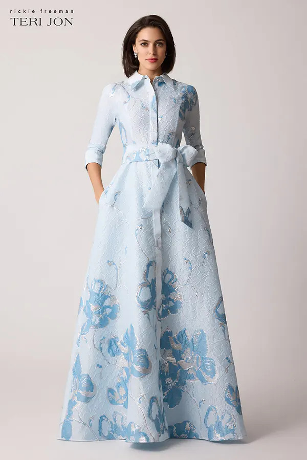 Jacquard Border Pattern Shirt Gown | TERIJON