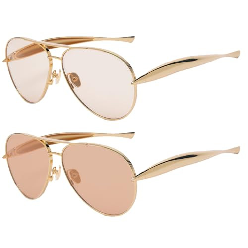 Oversized Aviator Sunglasses For Women 70s Retro 2025 Metal Shades with Gold Streamline Arms | Amazon (US)