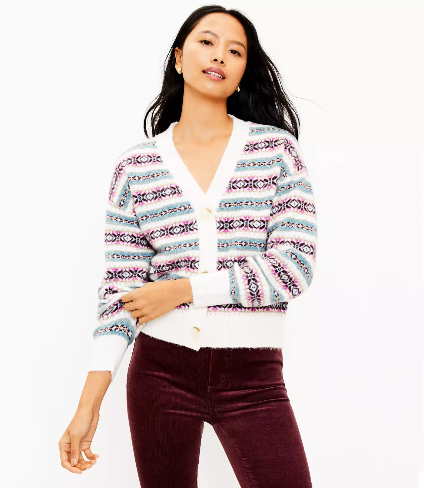 Fair Isle Relaxed Cardigan | LOFT