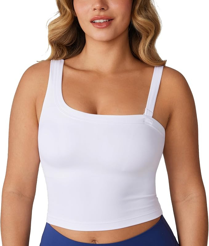 UNISSU Hugcurve Detachable Shoulder Strap Longline Sports Bra for Women One Shoulder Workout Tank... | Amazon (US)