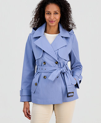 London Fog Women's Short Double-Breasted Belted Trench Coat - Macy's | Macy's