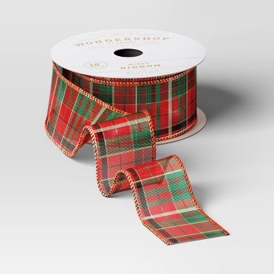 18' Christmas Modern Heritage Premium Ribbon Red and Green Plaid - Wondershop™ | Target