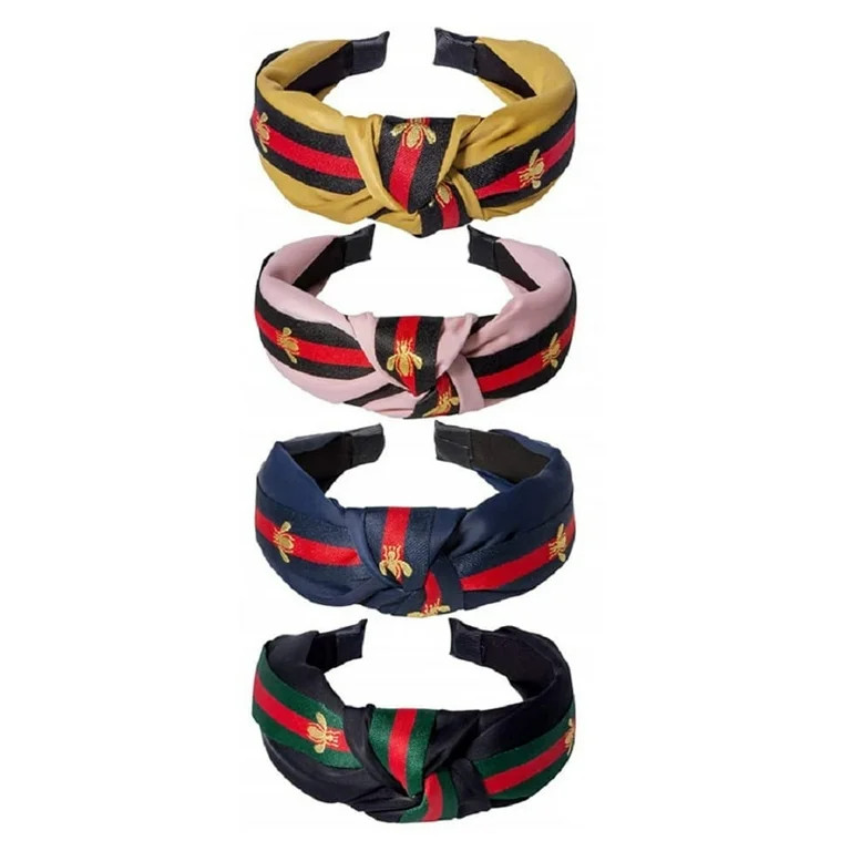 4Pcs Knotted Bee Animal Headbands for Women Bee Headband knotted wide Hair Accessories | Walmart (US)
