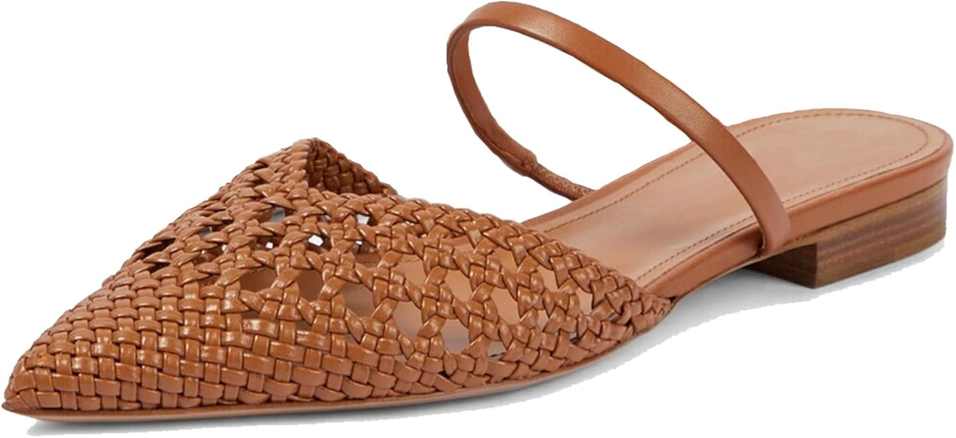 Mesh Mules for Women Comfy Raffia Woven Strap Closed Pointed Toe Mule Flats Casual Slip on Dress ... | Amazon (US)