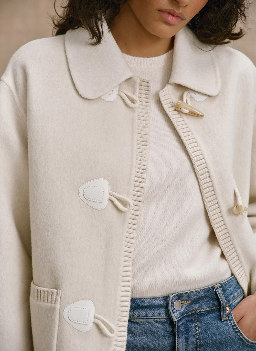 Cream Wool Blend Hand Finished Jacket | Mint Velvet