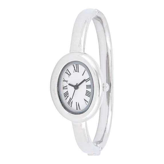 No Boundaries Adult Female Silvertone Oval Case Watch with Bangle Bracelet. | Walmart (US)