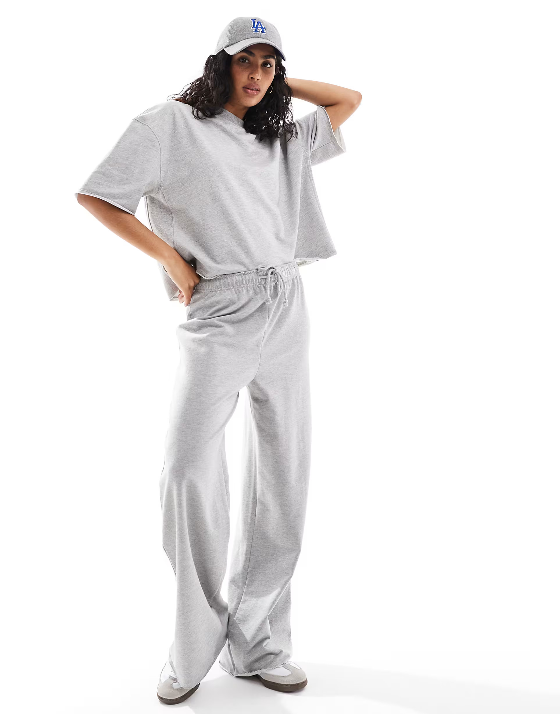 ASOS DESIGN lightweight short sleeve sweatshirt with raw hem in grey marl | ASOS | ASOS (Global)