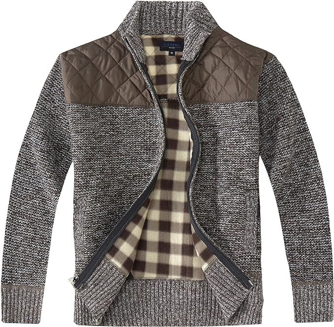 Gioberti Boy's Knitted Full Zip Cardigan Sweater with Soft Brushed Flannel Lining | Amazon (US)