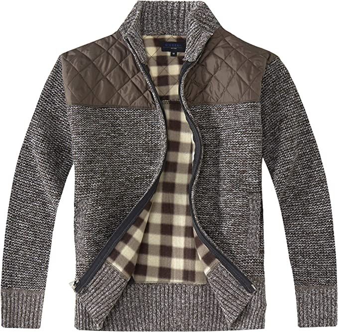 Gioberti Boy's Knitted Full Zip Cardigan Sweater with Soft Brushed Flannel Lining | Amazon (US)