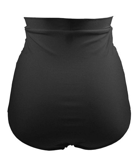 Black Ruched Retro High-Waist Bikini Bottoms | Zulily