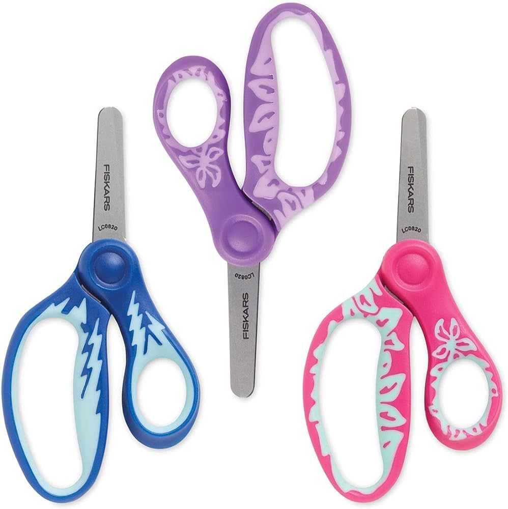 Fiskars 5" SoftGrip Blunt-Tip Scissors for Kids 4-7 (3-Pack) - Scissors for School or Crafting - ... | Amazon (US)