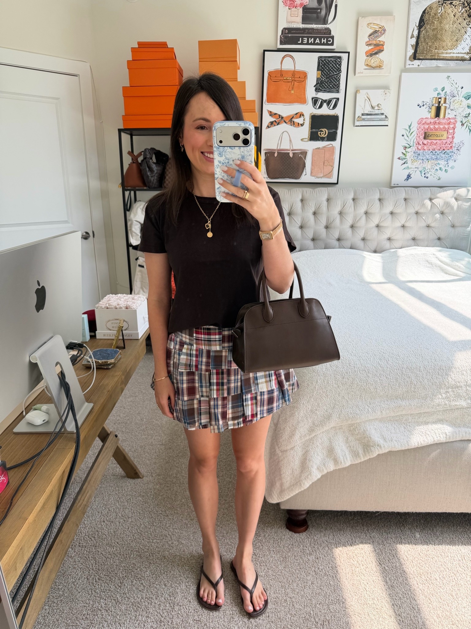 This is the best basic tee ever! I have multiple colors and had to get the chocolate brown. This madras skirt has built in shorts and is so cute.

#LTKSeasonal #LTKootd