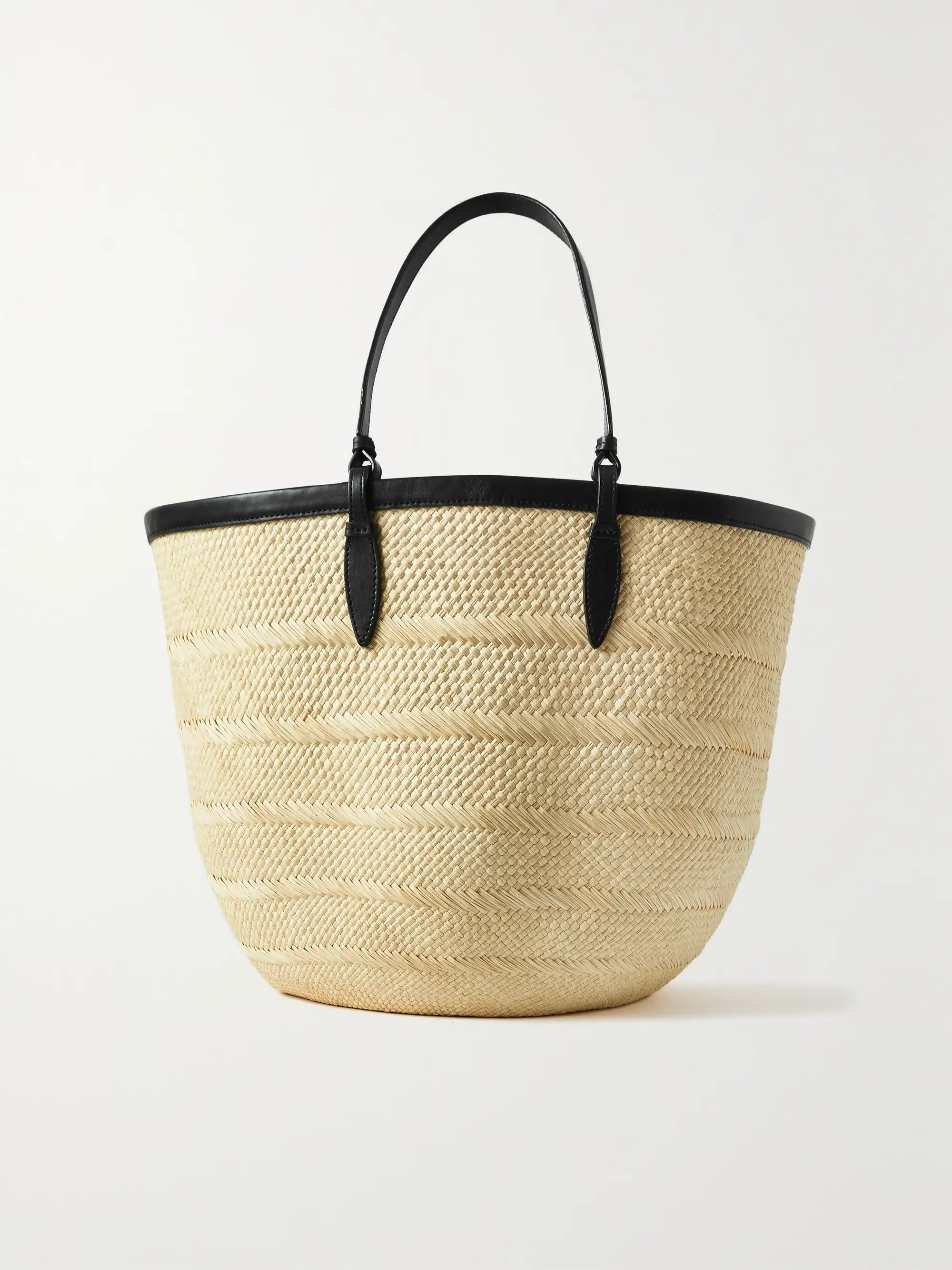 HUNTING SEASON Iraca medium leather-trimmed woven raffia tote | NET-A-PORTER | NET-A-PORTER (UK & EU)