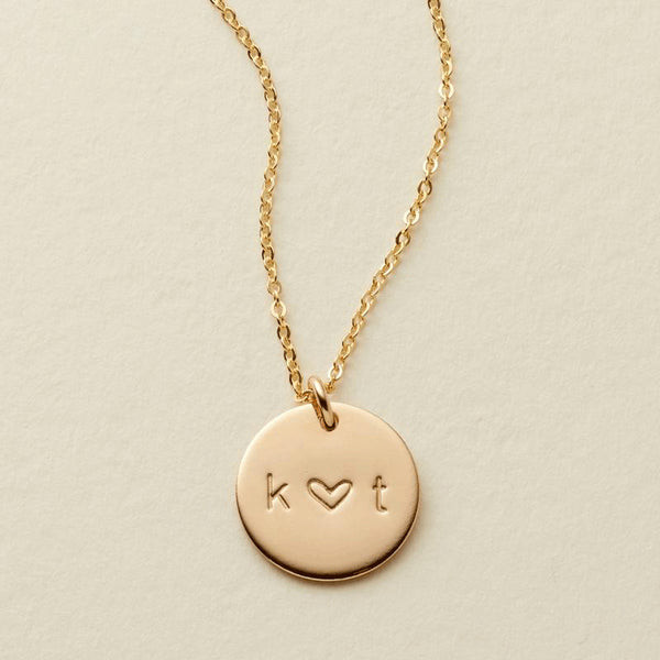 Made By Mary Love Disc Necklace | Hand Stamped Initials & Symbols | Made by Mary (US)
