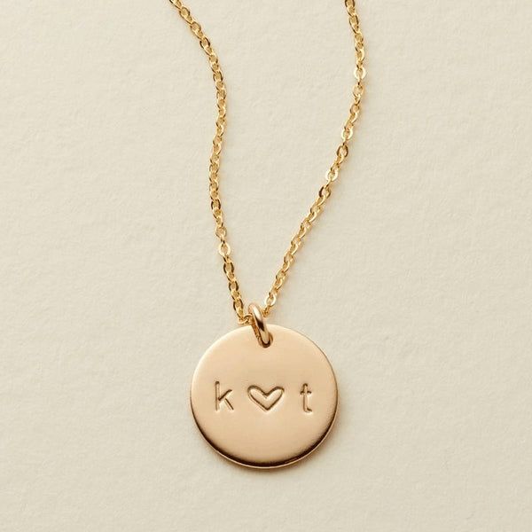 Made By Mary Love Disc Necklace | Hand Stamped Initials & Symbols | Made by Mary (US)