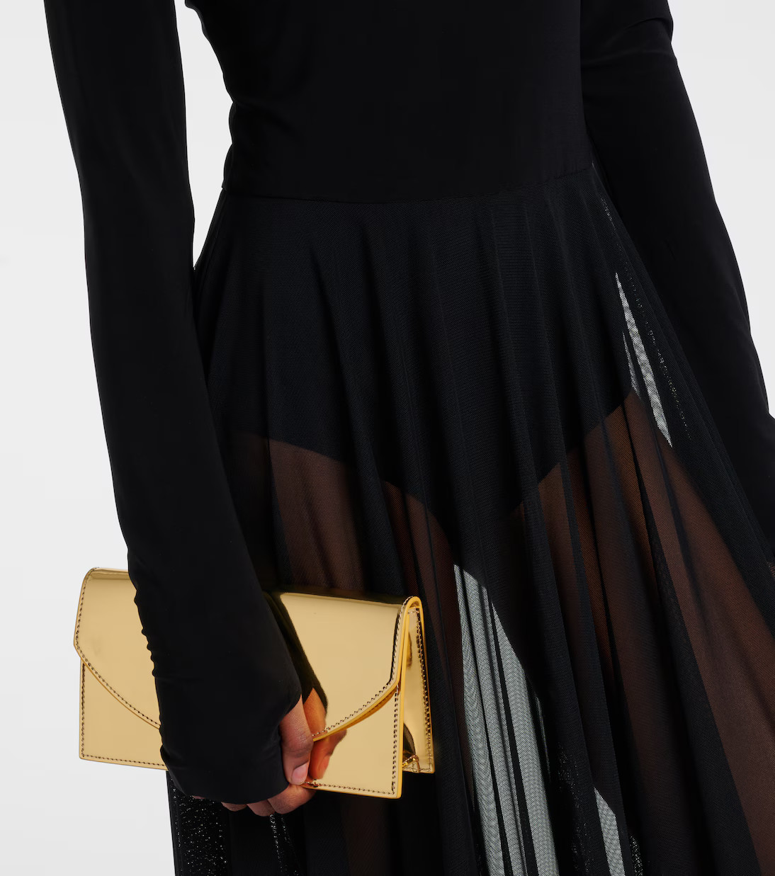 Sheer jersey and mesh midi dress | Mytheresa (US/CA)