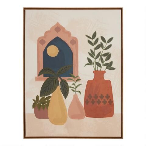 Pink And Terracotta Ophelia's Window Framed Canvas Wall Art | World Market