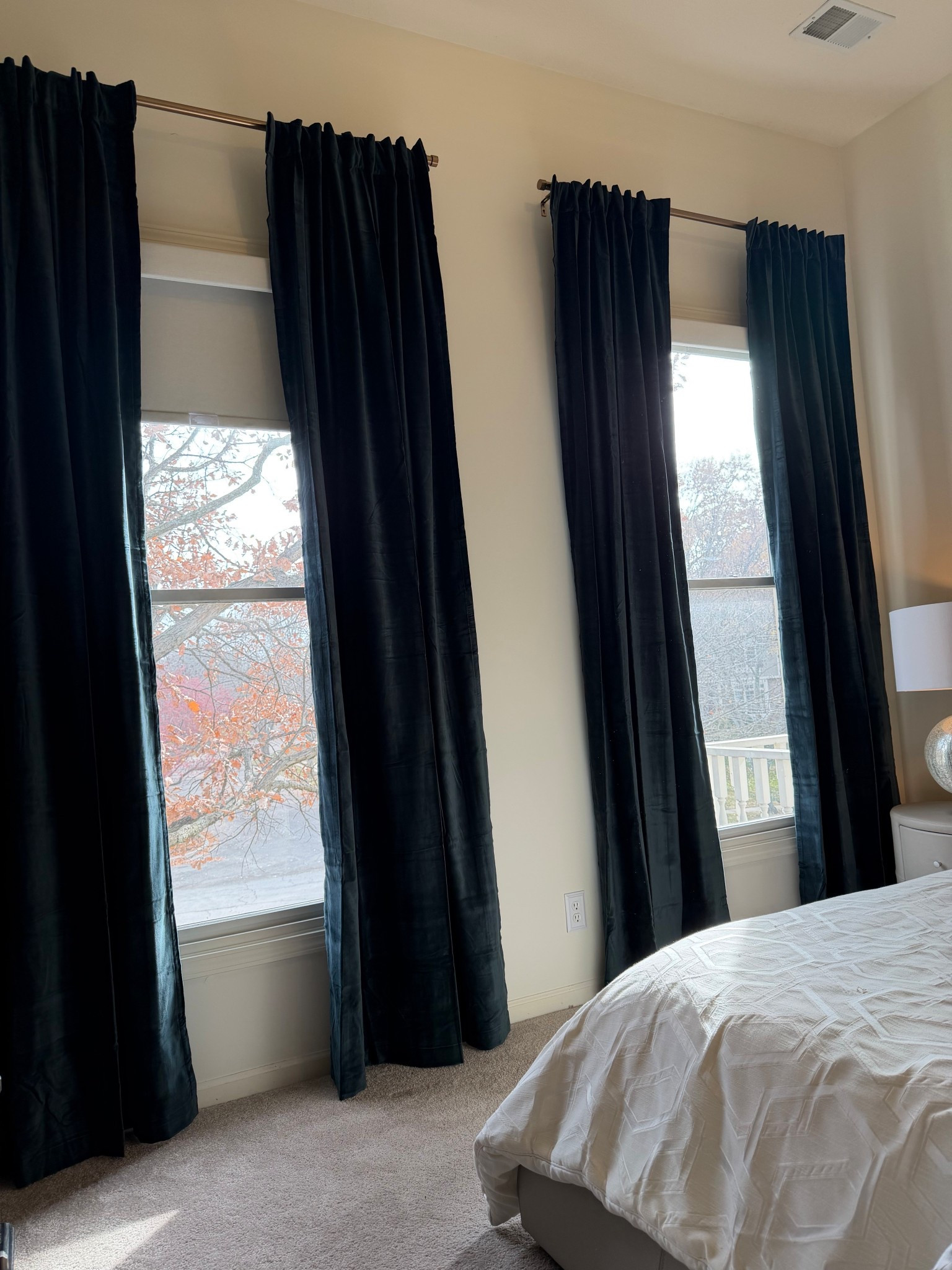 Dark teal velvet luxury curtains - a high/low mix. Curtains are the splurge and the rods are my super affordable go-to for clients. 

#LTKHome