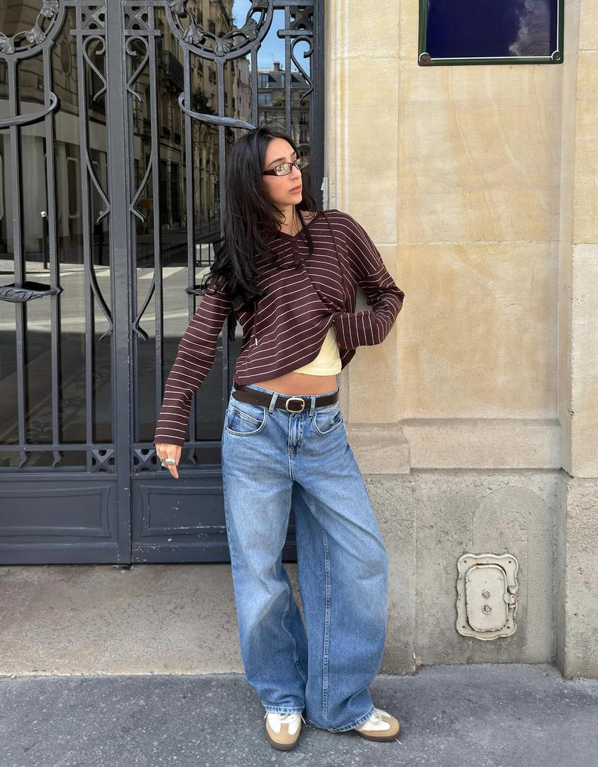 Low-rise baggy barrel jeans - Low waist - Women | Bershka GB