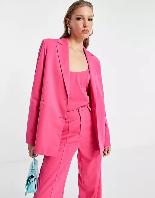 Extro & Vert slouchy blazer in hot pink | ASOS (Global)