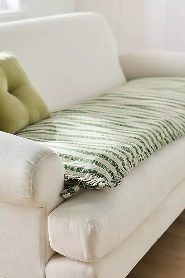 Cotton Printed Ruffle Sofa Topper | Anthropologie (US)
