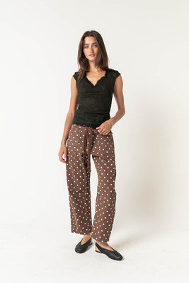 Priya Polka Dot Barrel Jeans in Brown - M / Brown | Böhme US