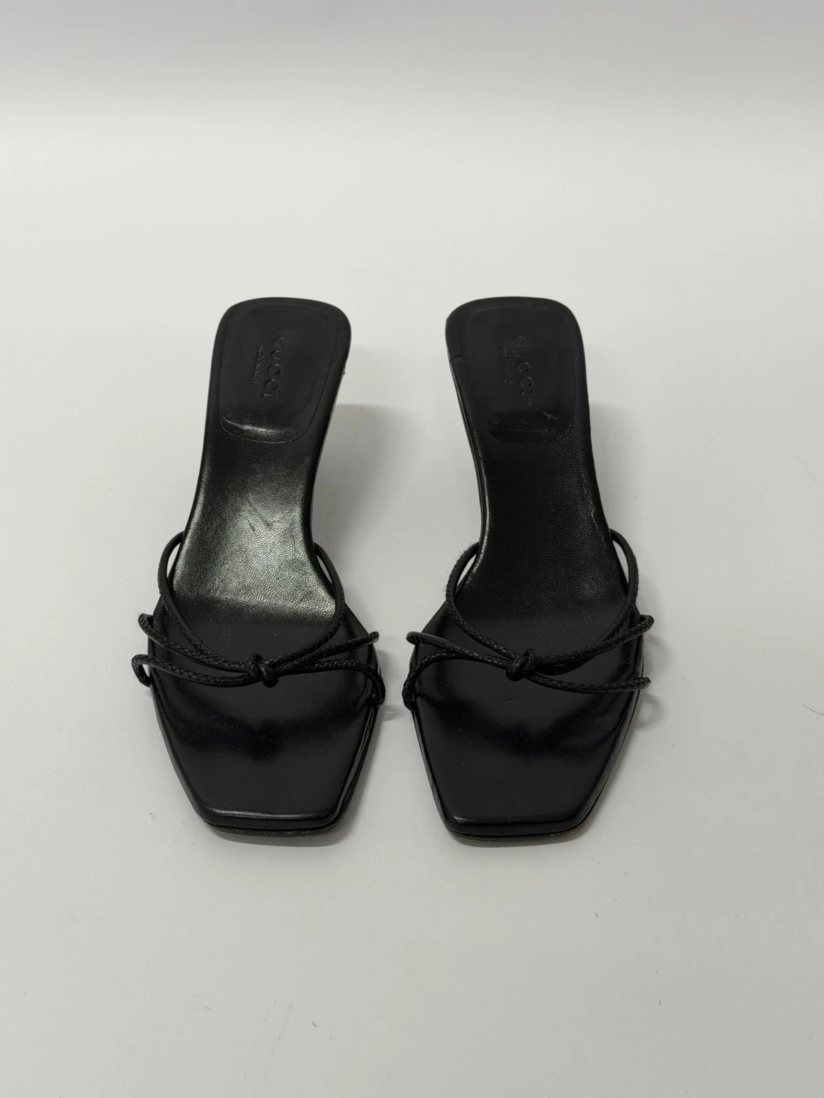 Vintage S/S 2002 Gucci by Tom Ford Black Leather Bamboo Kitten HeelMules | eBay UK