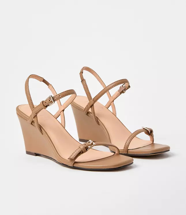 Double Buckle Wedge Sandals | LOFT