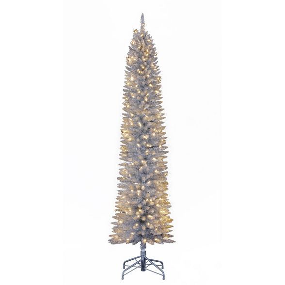 Home Heritage 7 Foot Prelit Artificial Pencil Christmas Holiday Tree with White LED Lights, Foldi... | Target