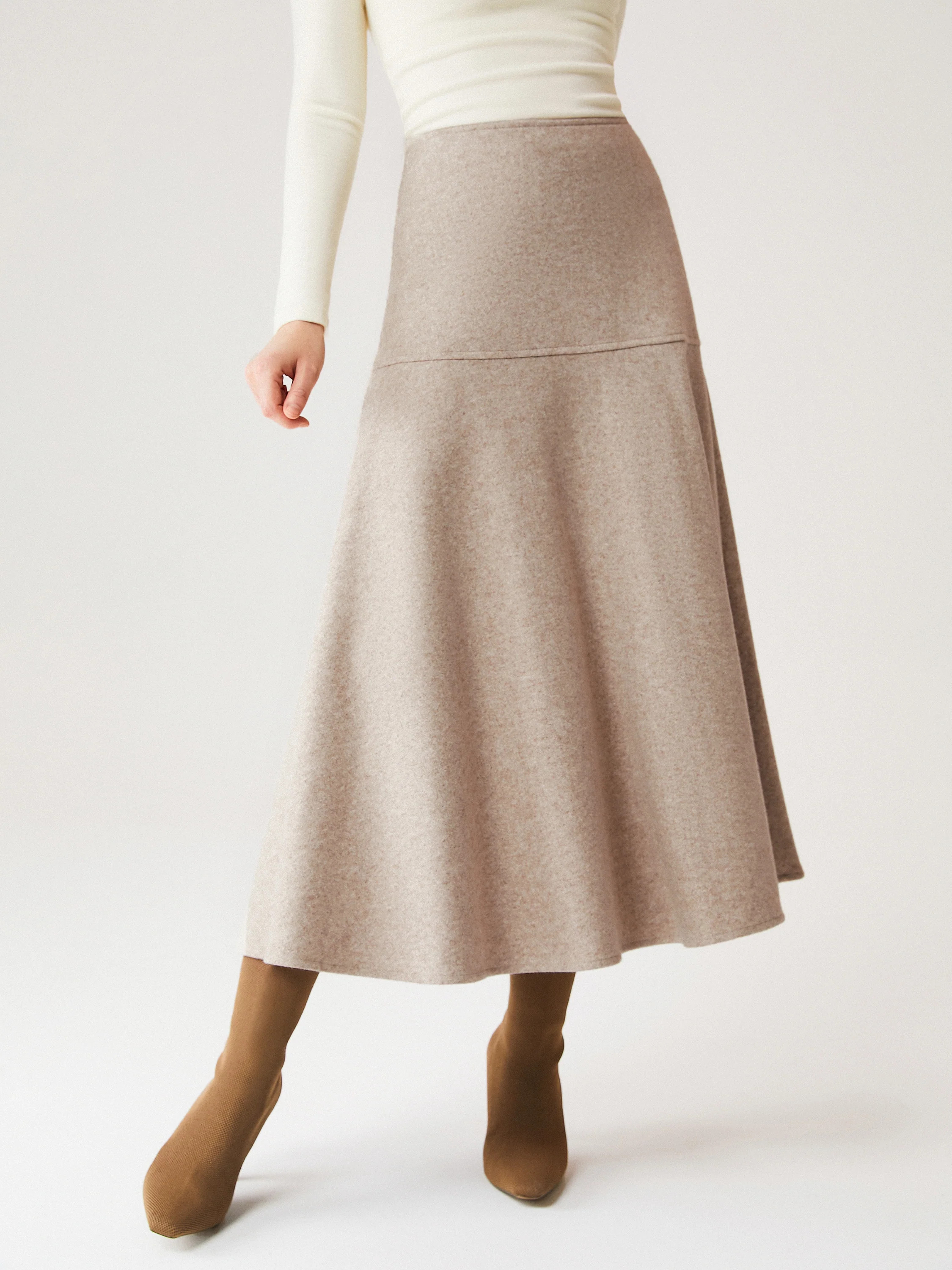 Wool-like Flared Maxi Skirt | OGLmove