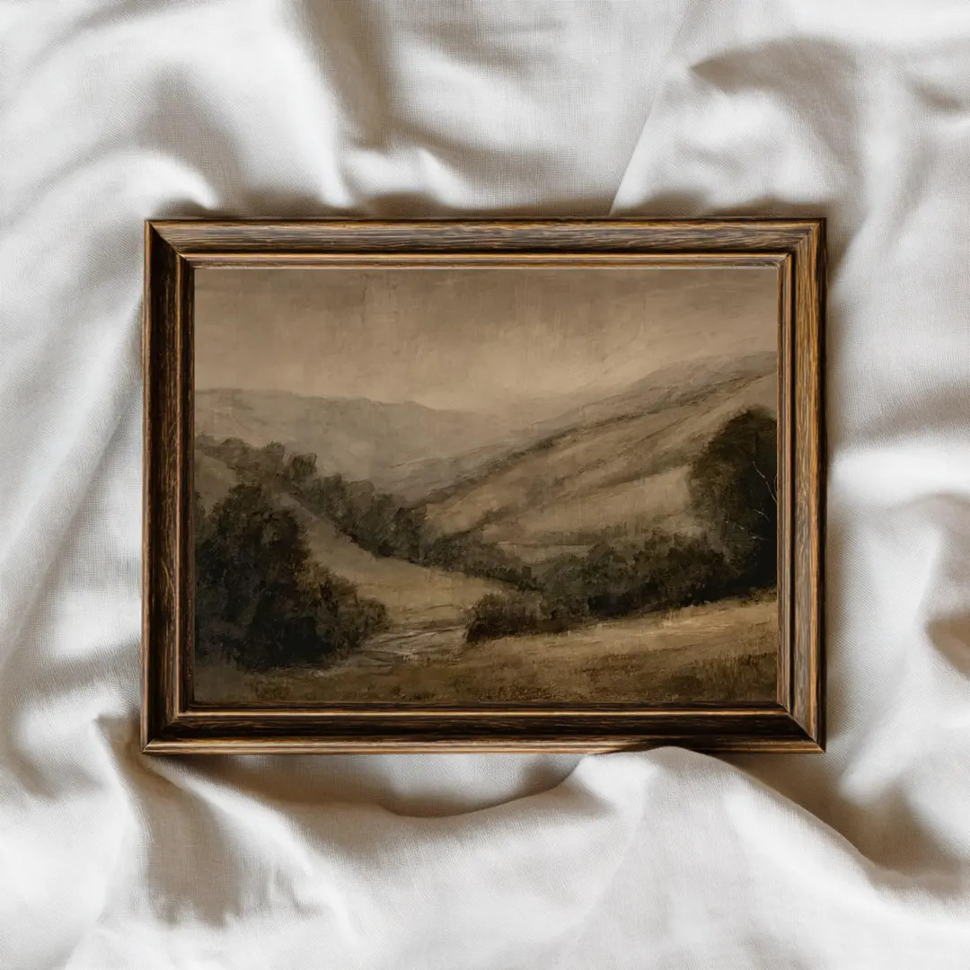 Printed & Shipped – Sepia Hillside Print,  Moody Vintage Landscape Wall Art, Large Wall Decor, | Etsy (US)