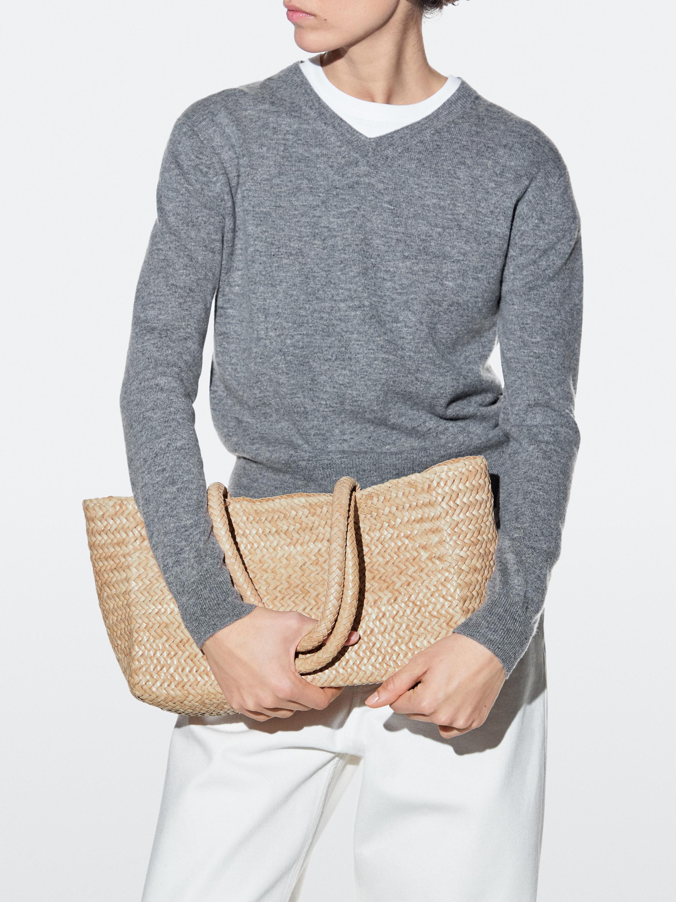 Medium braided nappa leather tote bag | Massimo Dutti UK