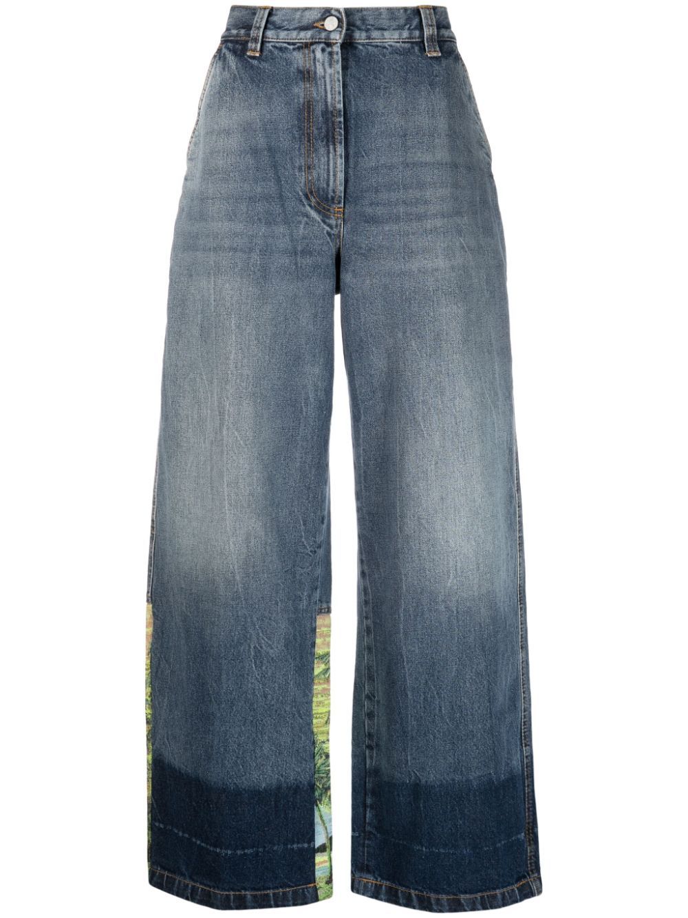 Palm Angels Sunrise Panelled wide-leg Jeans - Farfetch | Farfetch Global