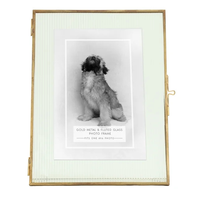 Home Decor Collection Brass Trimmed Fluted Glass Tabletop Picture Frame Fits up to a 5"x7" Photo | Walmart (US)