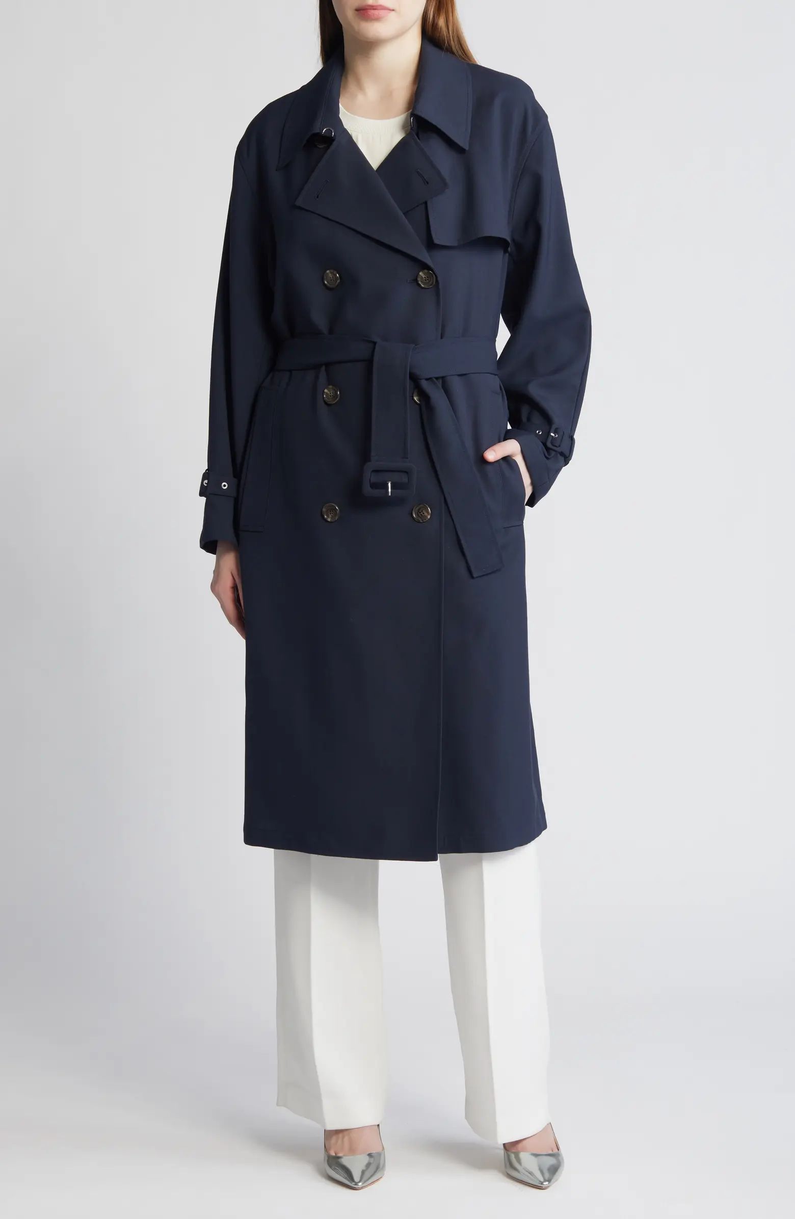 Theory Double Breasted Trench Coat | Nordstrom | Nordstrom