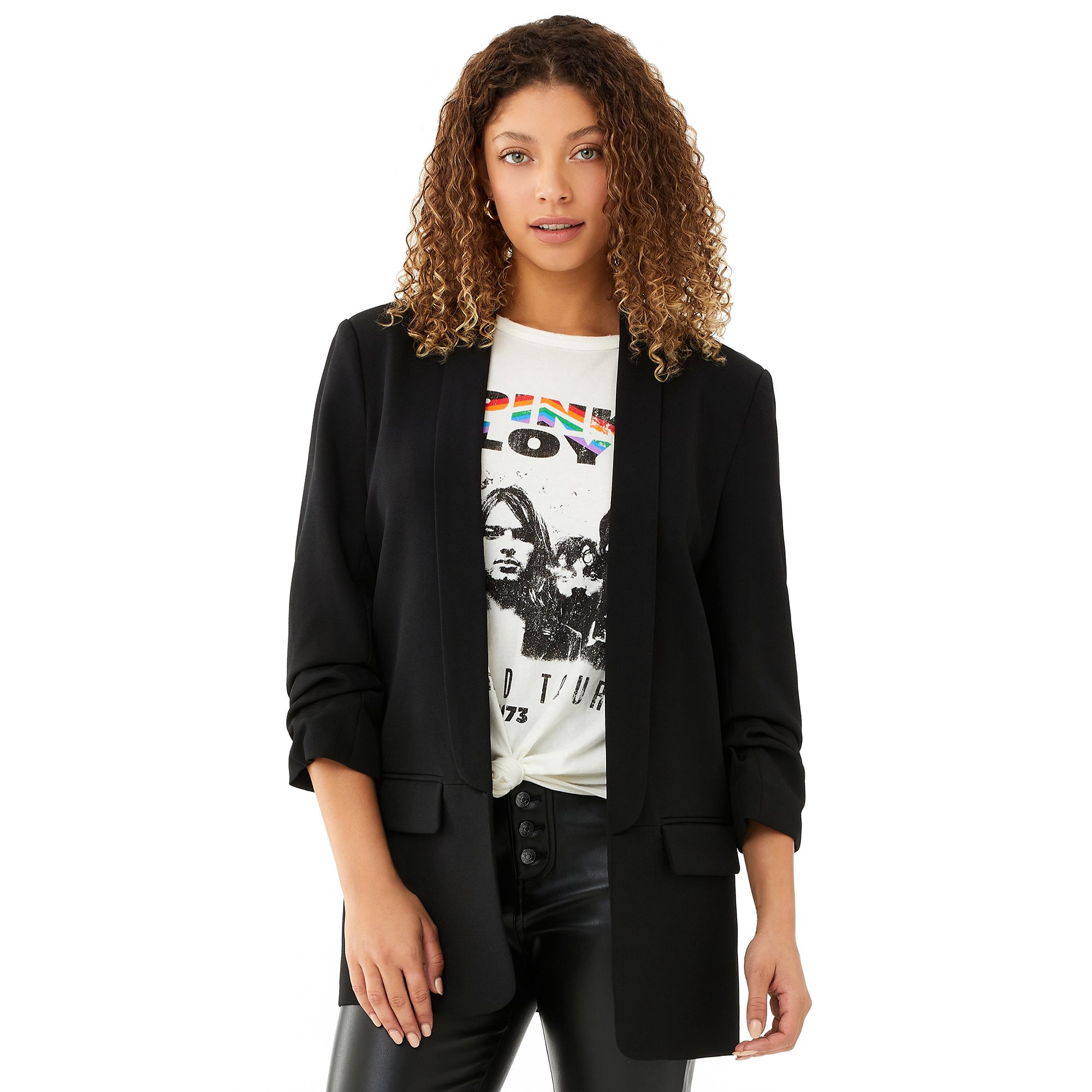 Scoop Women’s Boyfriend Blazer with Scrunch Sleeves | Walmart (US)