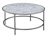 Convenience Concepts Gold Coast Faux Marble Round Coffee Table, White Faux Marble / Silver Frame | Amazon (US)