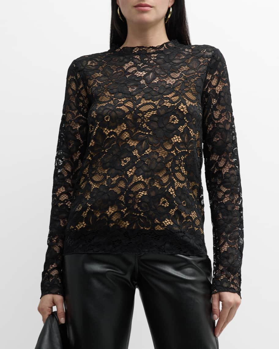 Brochu Walker Donne Crewneck Floral Lace Top | Neiman Marcus