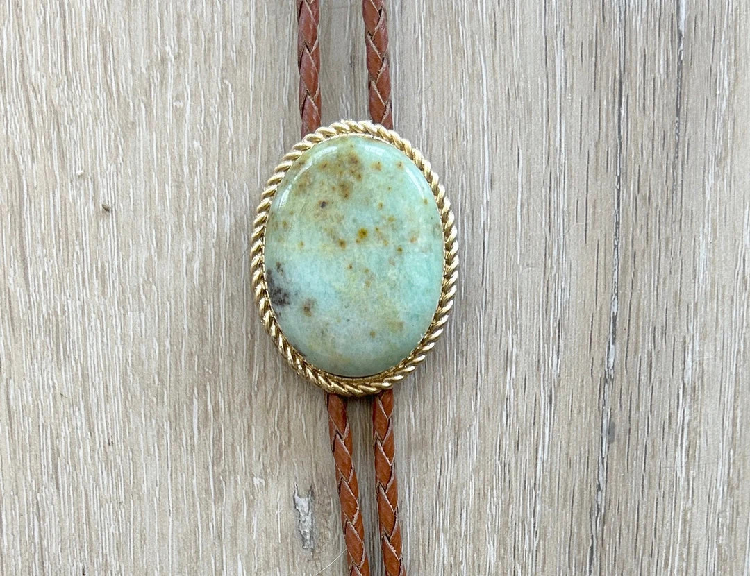 Southwestern Turquoise Flecked Bolo Tie Gifts for Him Cabochon Indian Leather Cowboy Necktie Acce... | Etsy (US)