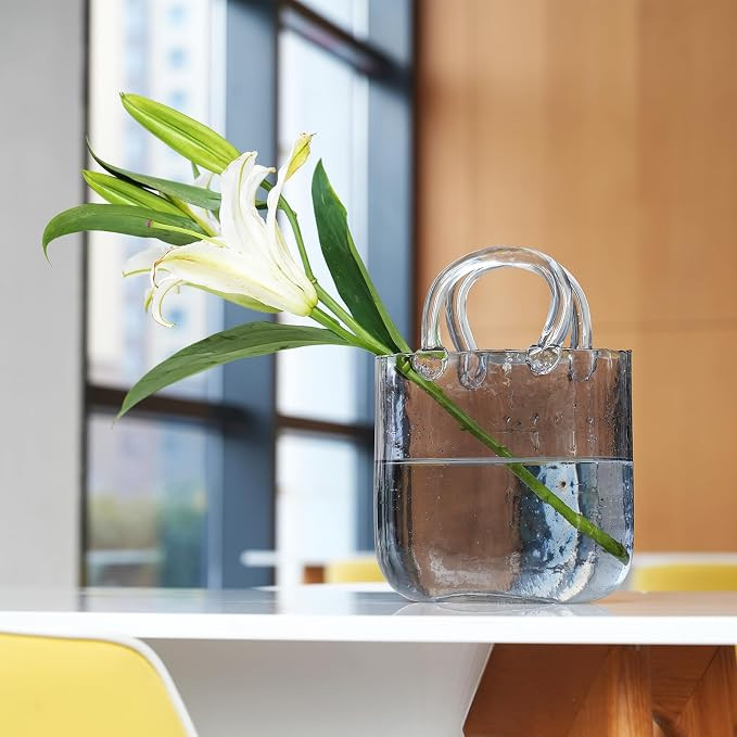 Clear Glass vases, Handbag Shaped Cases Can Hold Flowers or Fish, Suitable for Home and Office De... | Amazon (US)