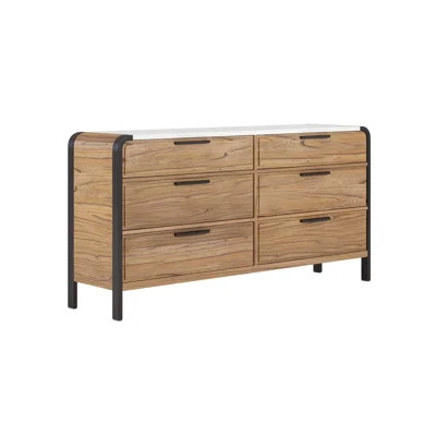 Portico 6 Drawer 68" W Solid Wood Double Dresser | Wayfair North America