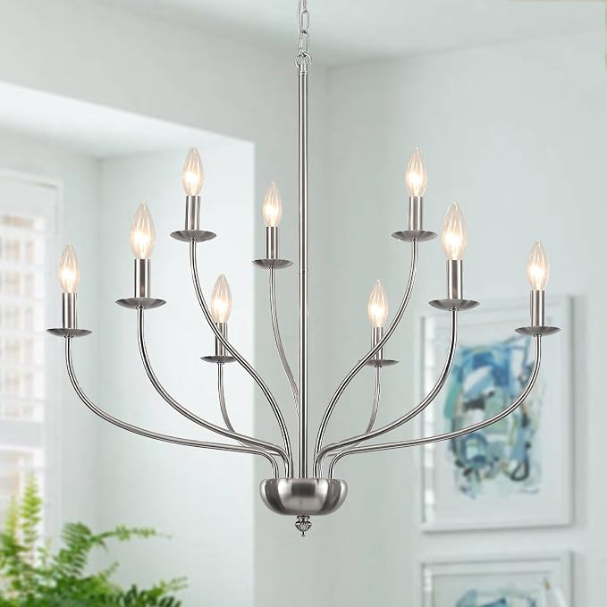 Farmhouse Chandelier 9-Light, 2-Tier Candle Chandeliers for Dining Room Light Fixtures, Industria... | Amazon (US)
