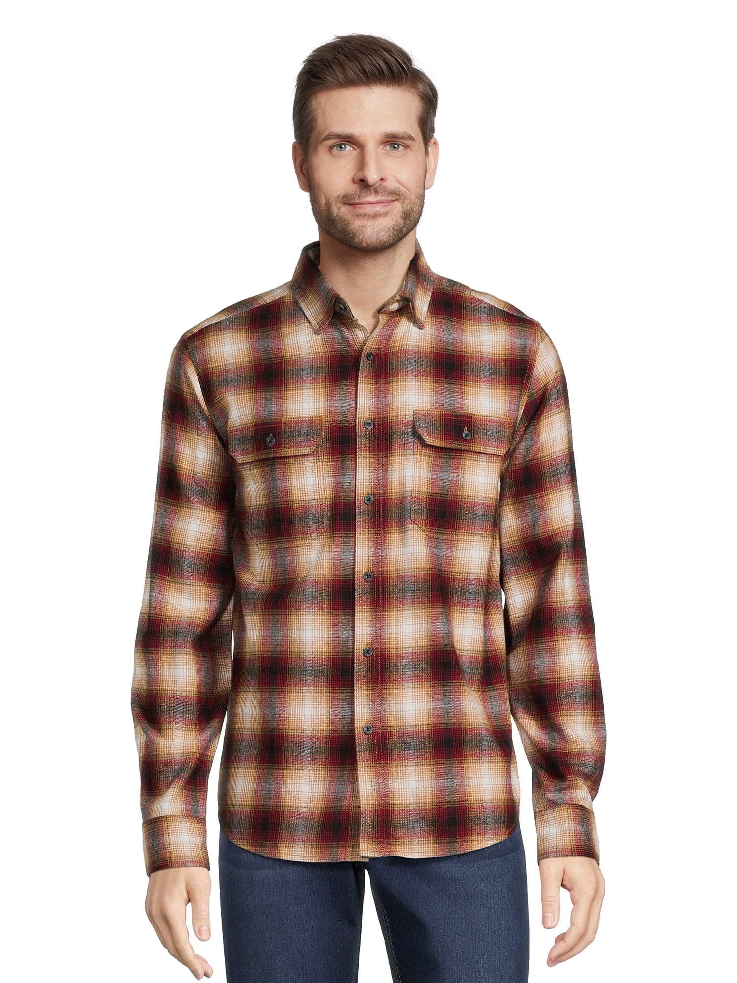 George Men's Long Sleeve Flannel Shirt, Sizes XS-3XLT | Walmart (US)