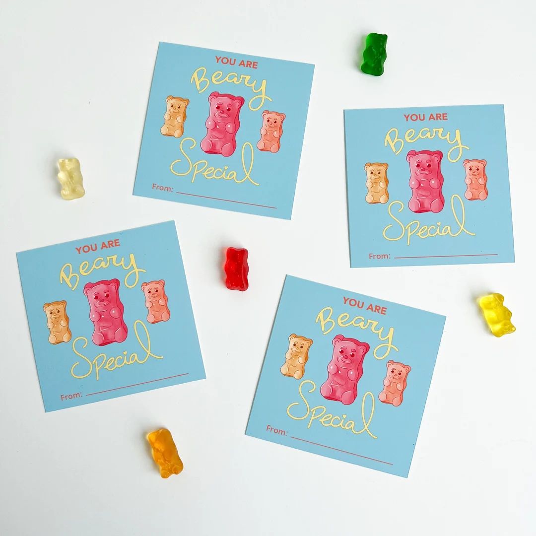 Gummy Bear Valentines Card, Class Valentine Day Gifts, School Valentine Printables, Valentine Tag... | Etsy (US)