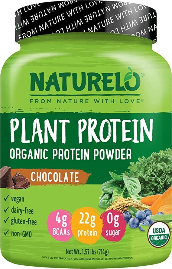 NATURELO Plant Protein Powder, Chocolate, 22g Protein - Non-GMO, Vegan, No Gluten, Dairy, or Soy ... | Amazon (US)