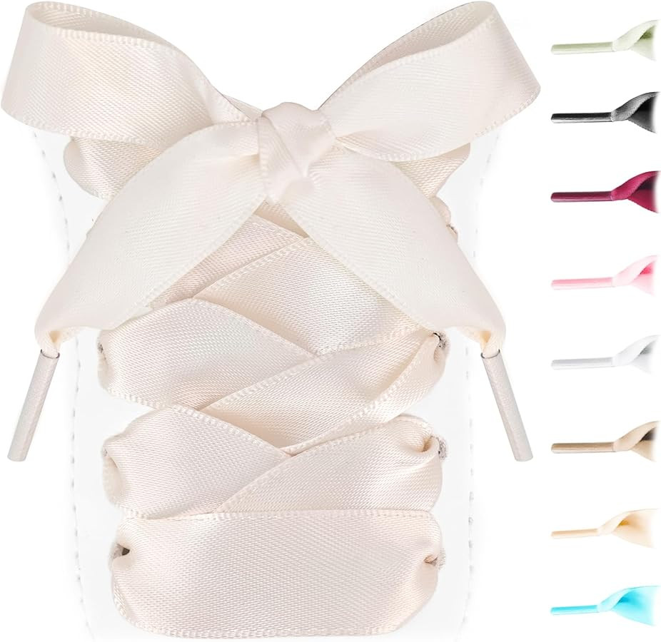 UamGlsob 16mm Ribbon Satin Shoe Laces for Women Sneakers | Amazon (US)
