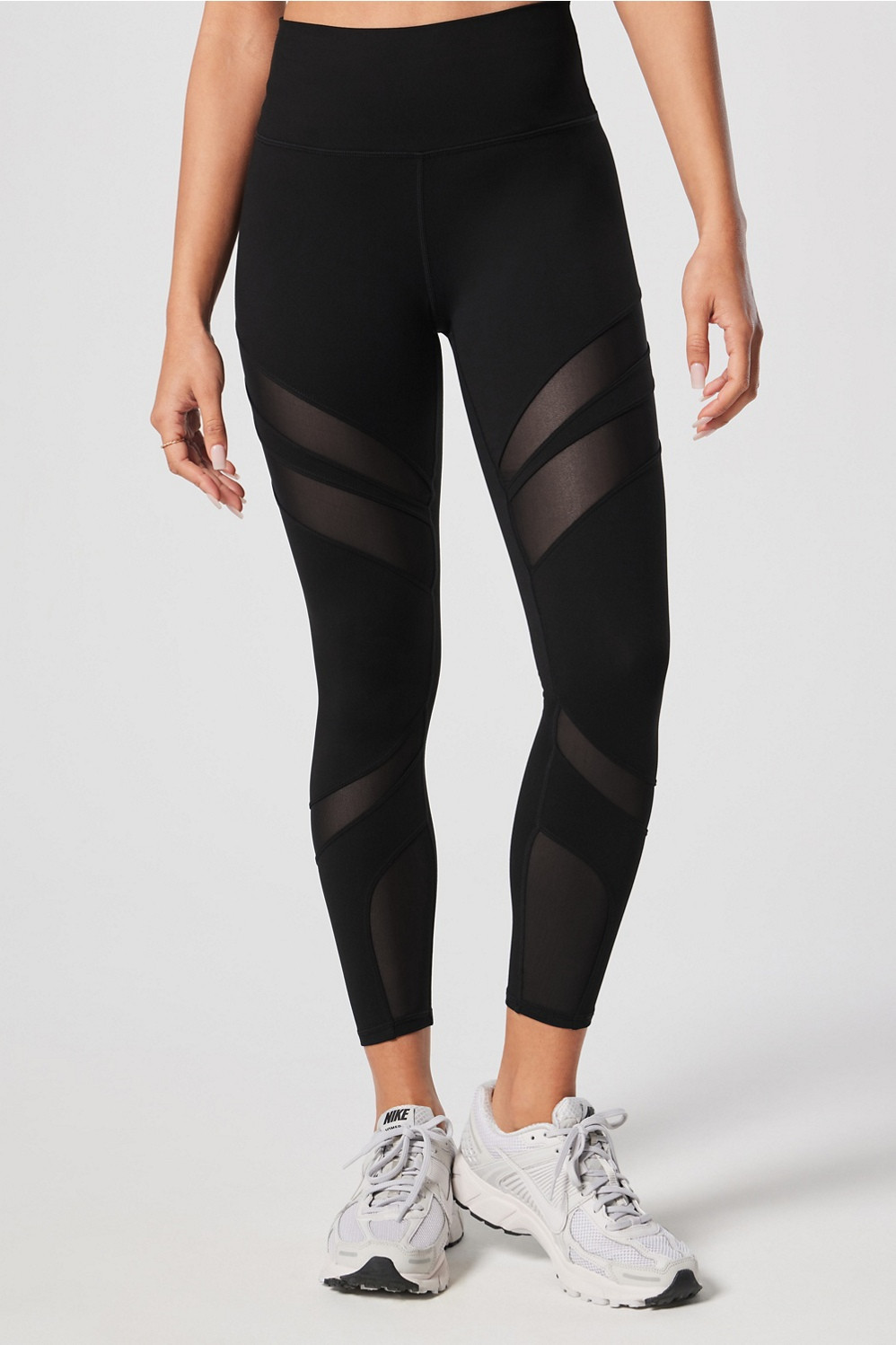 High-Waisted Wrapping Mesh Paneled 7/8 Legging | Fabletics - North America
