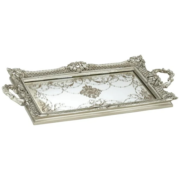 Kensington Hill Margeaux 23 1/4" Antique Nickel and Mirrored Decorative Tray - Walmart.com | Walmart (US)