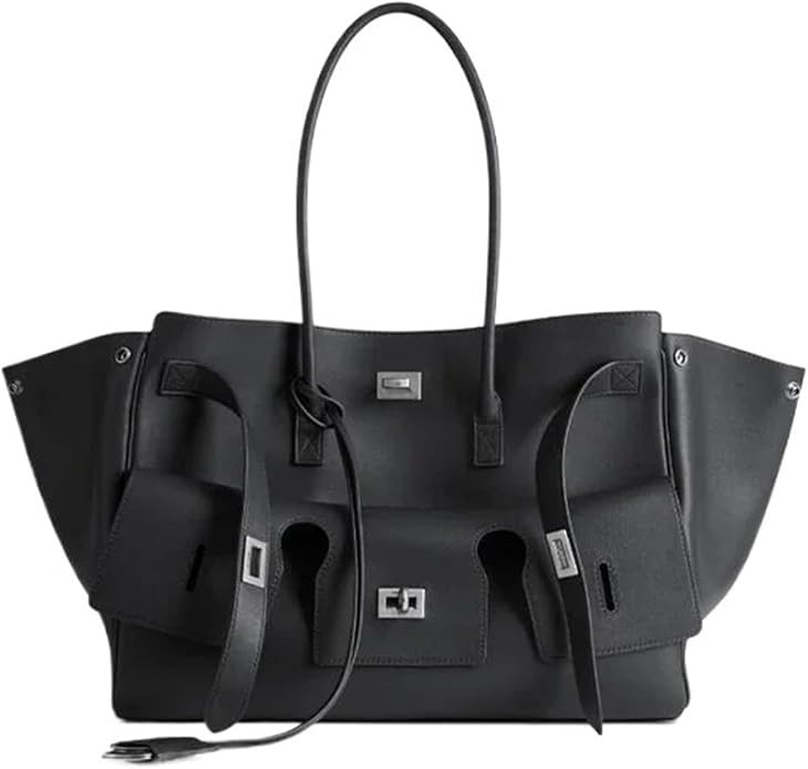 Silver Buckle Large Capacity Wing Bag Leather Tote Bag，Compatible For Women's Commuter Shoulder | Amazon (US)