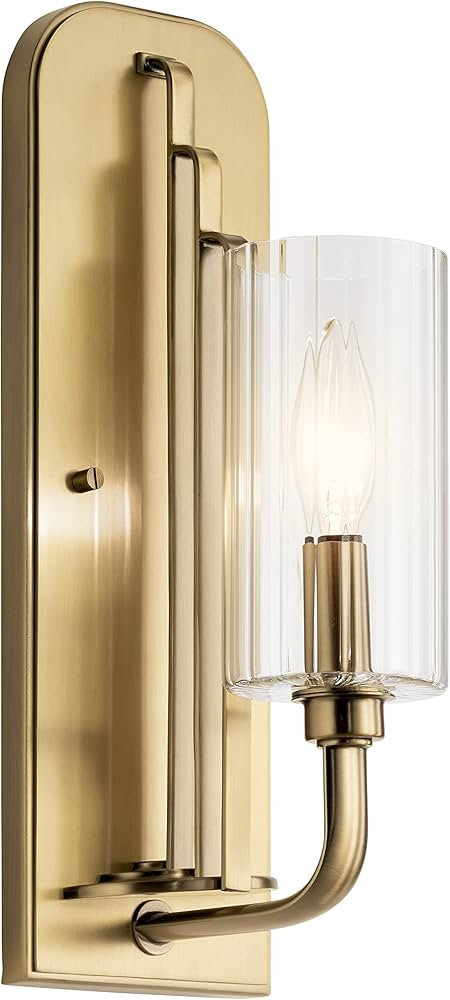 Kichler Kimrose 1 Light Wall Sconce with Clear Fluted Glass in Brushed Natural Brass | Amazon (US)